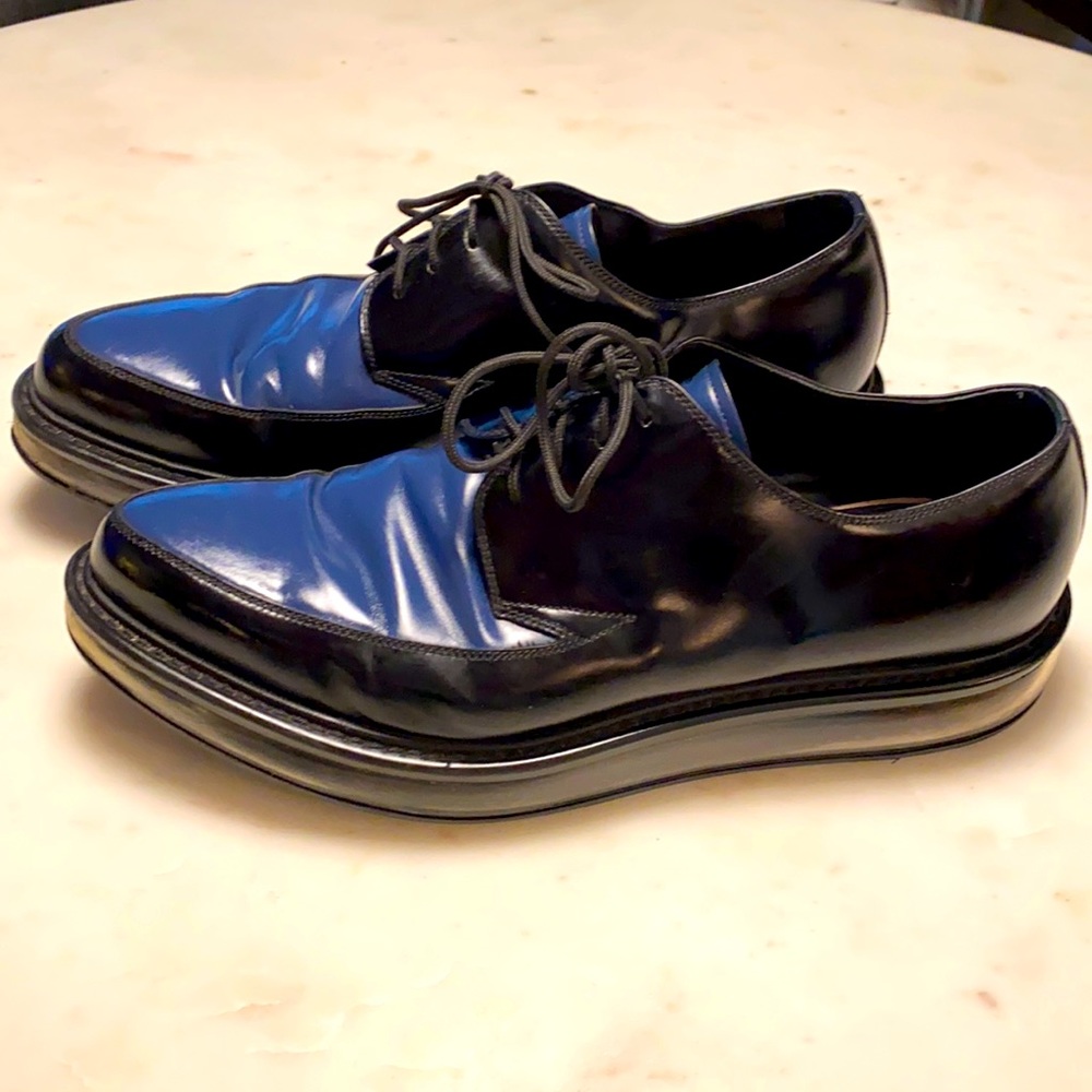 Men’s PRADA blue and black platform creepers